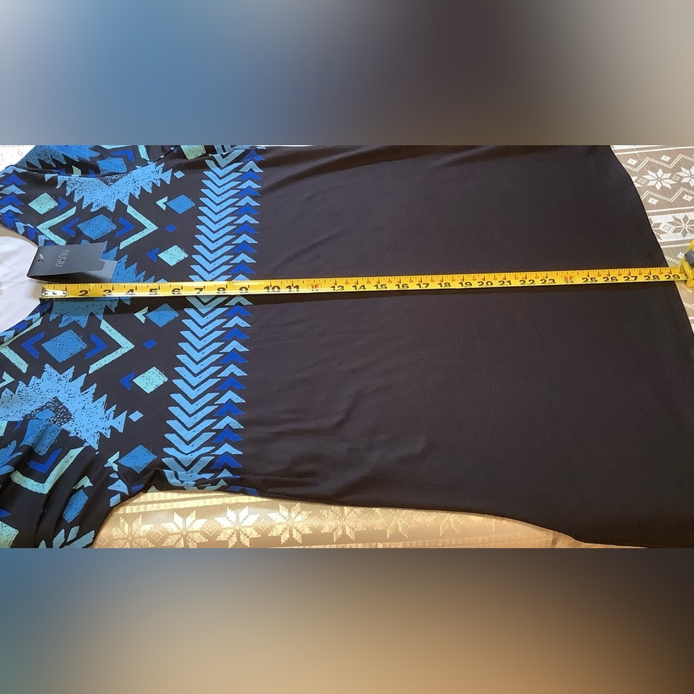 NANU Tunic Women’s 1X Long Sleeve Abstract Pattern Black/Blue - Picture 11 of 12